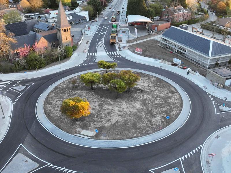 Ligne busway B2 : le rond-point du Sart Tilman est terminé