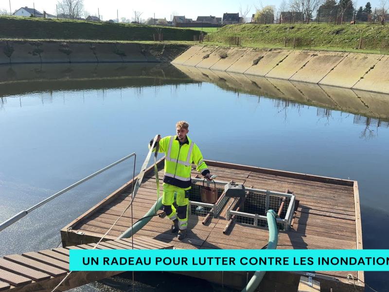 Un radeau-pompes pour lutter contre les inondations à Crisnée