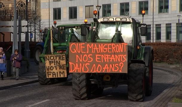 Les agriculteurs en action au centre de Liège