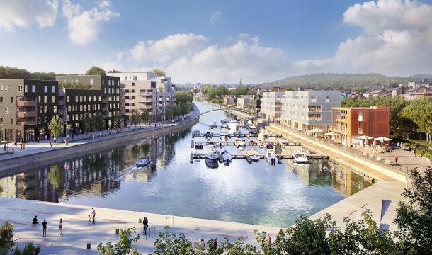 Début des travaux de construction de la capitainerie du futur port de plaisance de Liège