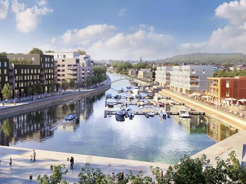 Début des travaux de construction de la capitainerie du futur port de plaisance de Liège
