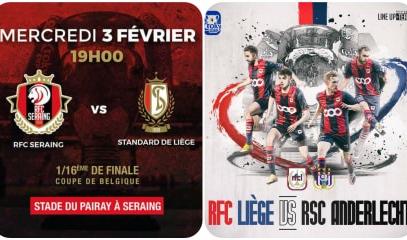 Coupe de Belgique: 3 clubs liégeois au sommet de l'affiche