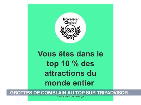 Grotte de Comblain : parmi les 10 % des sites touristiques les plus appréciés ( Tripadvisor)