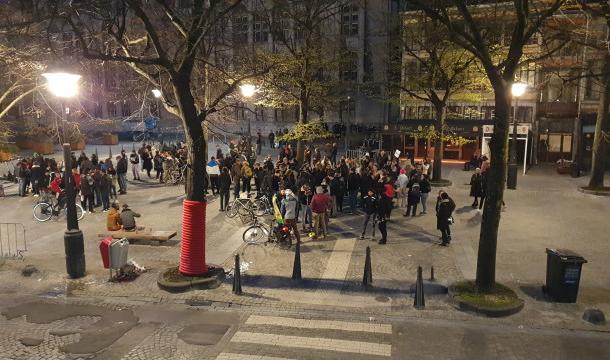 Manifestation place du Marché à Liège contre les mesures sanitaires
