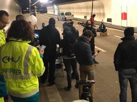Simulation d'accident dans le tunnel de Cointe - tournage