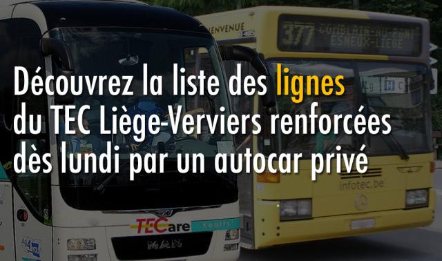 Voici les lignes TEC renforcées dès lundi 23 novembre