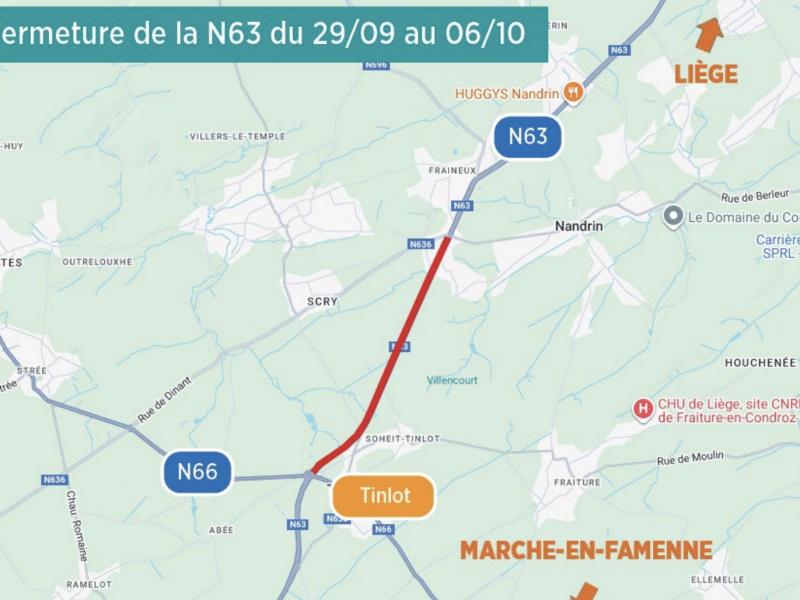 Une partie de la route du Condroz fermée pour une semaine à partir du 29/9