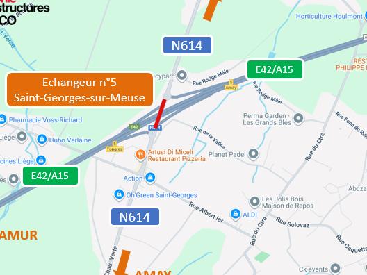 Pont de l'échangeur à Saint-Georges-sur-Meuse : reprise du chantier