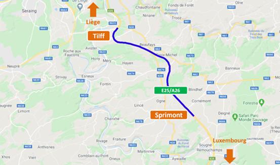 Un chantier programmé sur la E25/A26 entre Sprimont et Tilff, en direction de Liège