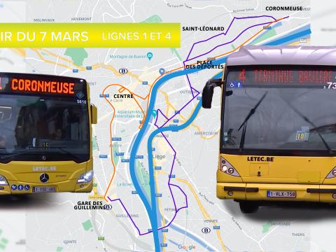 7 mars : attention, vos lignes de bus 1 et 4 changent d'itinéraires !!!