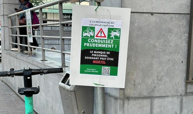 Des slogans dans le centre de Liège  pour dénoncer la pénurie de soignants