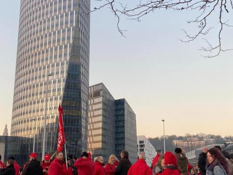 La FGTB a mené une action à la Tour des Finances de Liège