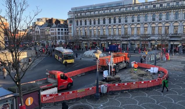 Travaux du tram : déviation des bus de la place Saint-Lambert