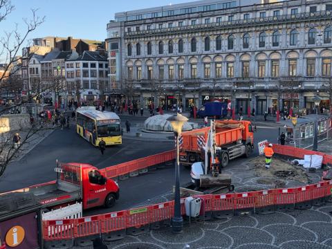 Travaux du tram : déviation des bus de la place Saint-Lambert