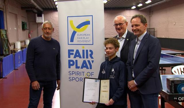 Un jeune pongiste mis à l'honneur pour son fair-play