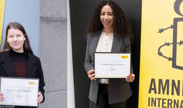 Sana Afouaiz et Charline Bellot récompensées par le Prix Amnesty Jeunes des droits humains