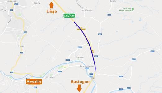 Aywaille : fermeture de la  sortie n°46 Remouchamps vers Liège