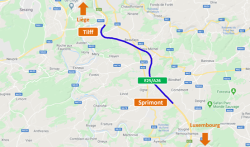 Un chantier programmé sur la E25/A26 entre Sprimont et Tilff, en direction de Liège