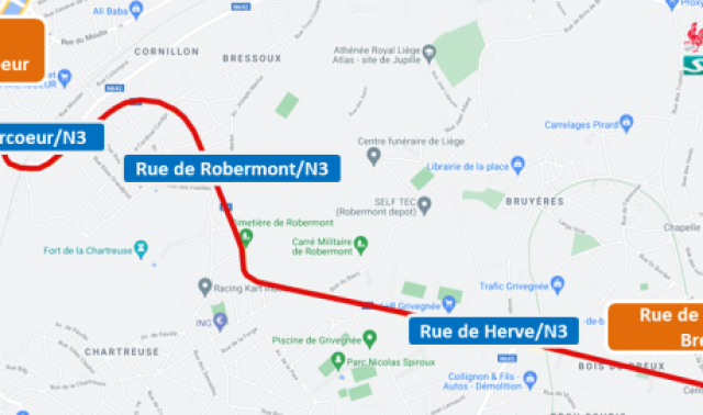 Nationale 3 : lancement d'un chantier de réhabilitation sur 5 kilomètres à Liège
