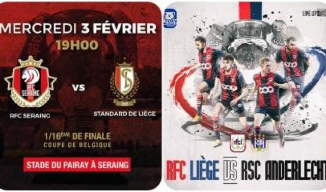 Coupe de Belgique: 3 clubs liégeois au sommet de l'affiche