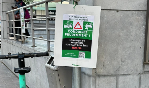 Des slogans dans le centre de Liège  pour dénoncer la pénurie de soignants