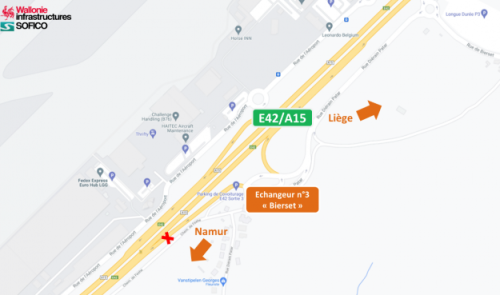 E42 à Bierset : la bretelle de sortie vers Liège fermée plusieurs jours