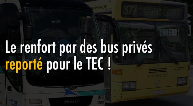 Le renforcement temporaire des lignes du TEC reporté au lundi 23 novembre