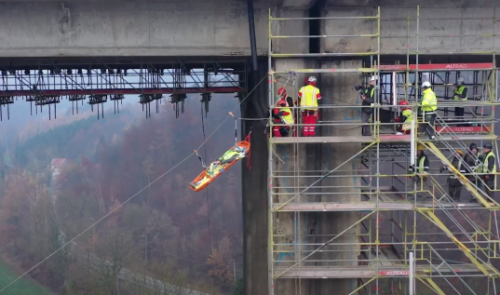 Le viaduc d'Huccorgne théâtre d'un vertigineux exercice de secours