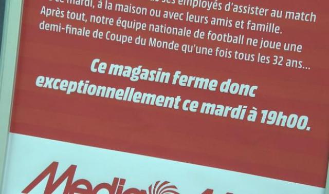 Des magasins ferment plus tôt pour cause de match des Diables