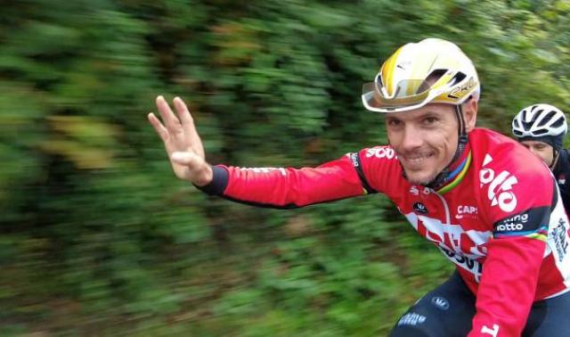 Philippe Gilbert au départ des championnats de Belgique et d'Europe de gravel