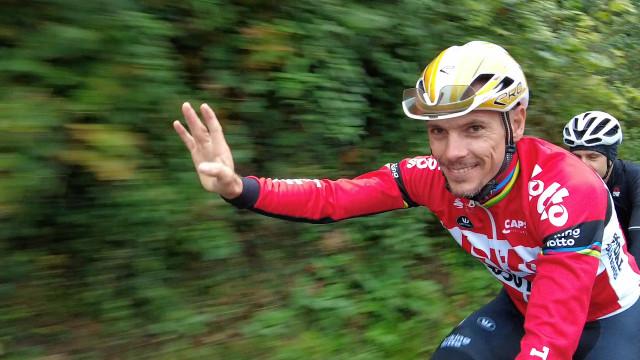 Philippe Gilbert au départ des championnats de Belgique et d'Europe de gravel