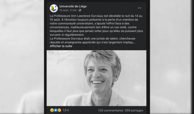 Plusieurs facultés de l'ULiège rendent hommage à Ann Lawrence Durviaux