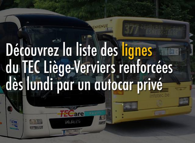 Voici les lignes TEC renforcées dès lundi 23 novembre